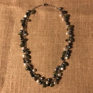 Fresh water pearl stone acrylic bead necklace new